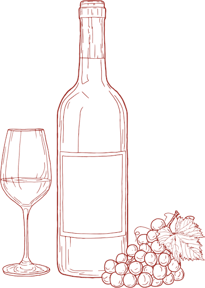 Illustration d'une bouteille et d'un verre de vin